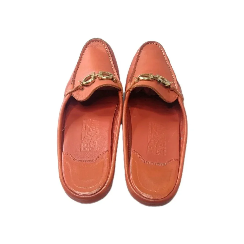 Salvatore Ferragamo Gancini Mule Women's Shoes Size 5 B Burnt Orange